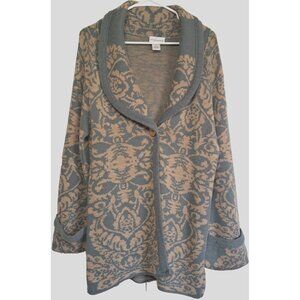 Soft Surroundings S 1-Button Oversized Shawl Collar Long Raglan Sleeve Cardigan